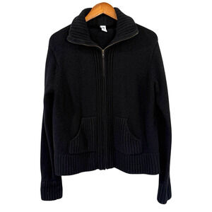 Vtg GAP Y2K Black Full Zip Sweater Womens XL Lambswool Angora Dark Academia READ